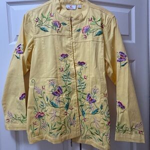 Alfred Dunner Yellow Floral Utility Jacket